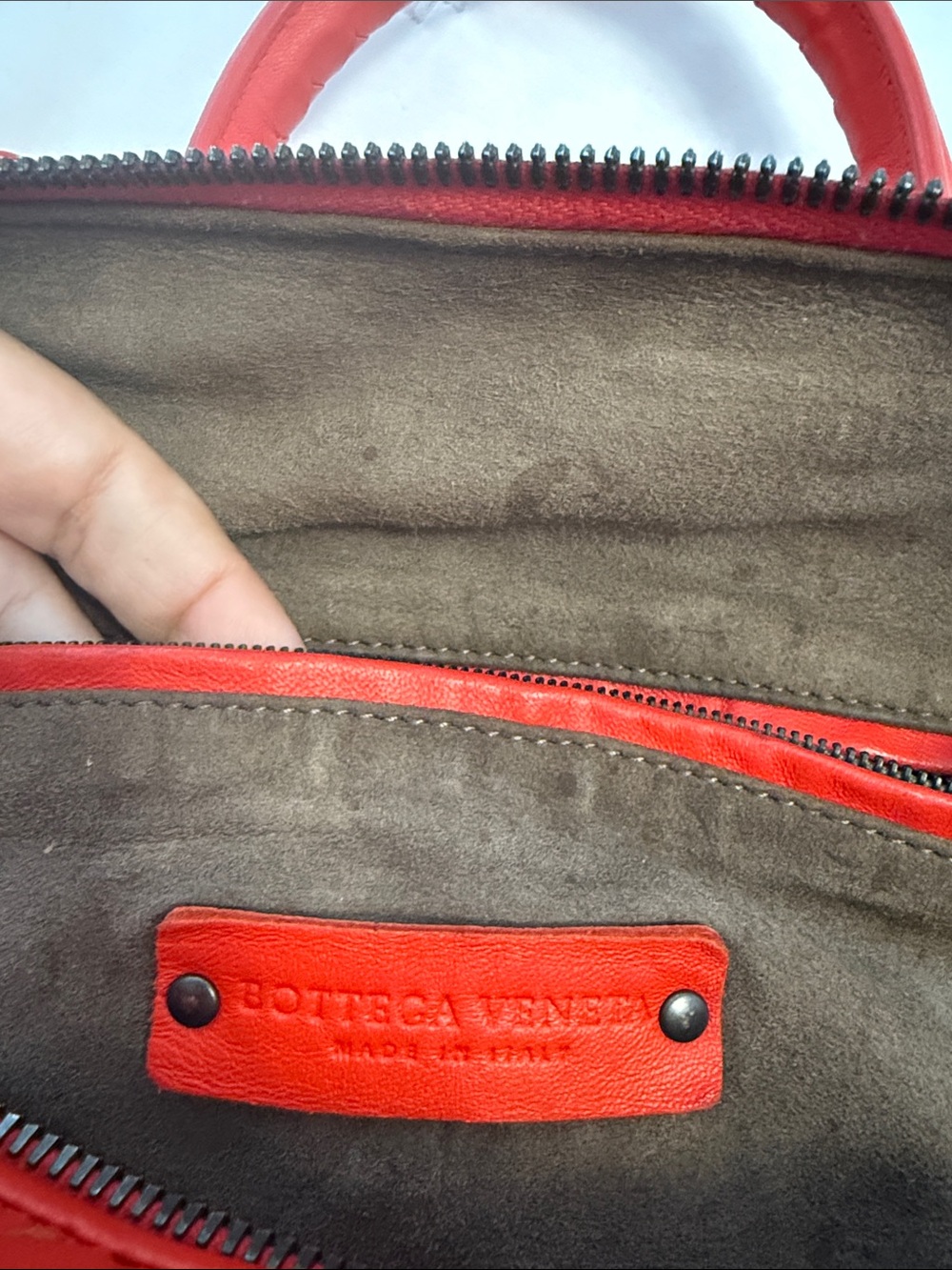 Bottega Veneta Red Intrecciato Woven Tote with Top Handles - Picture 11 of 13